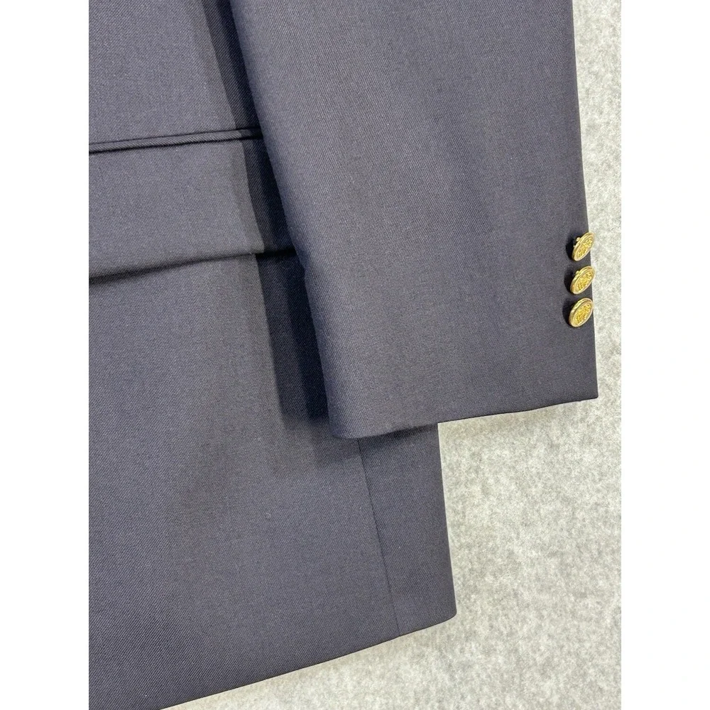 Mens Navy Wool Blazer Gold Crest Buttons 43R Joseph & Feiss 2 Btn Sport Coat